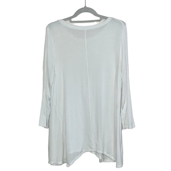 New Directions - Women's Size L Solid White Blouse - 3/4 Sleeves Round Neckline - Picture 3 of 14